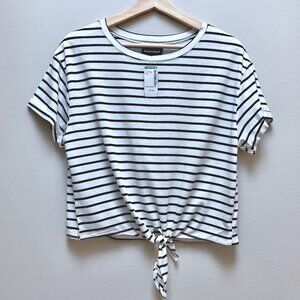 NWT White and Navy Stripe Crop Top
